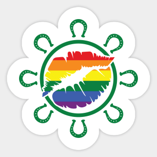 LGBTQ Rainbow Kiss HorseShoe St. Patrick's Day Design for LGBTQ Parade on St. Patrick's Day Sticker